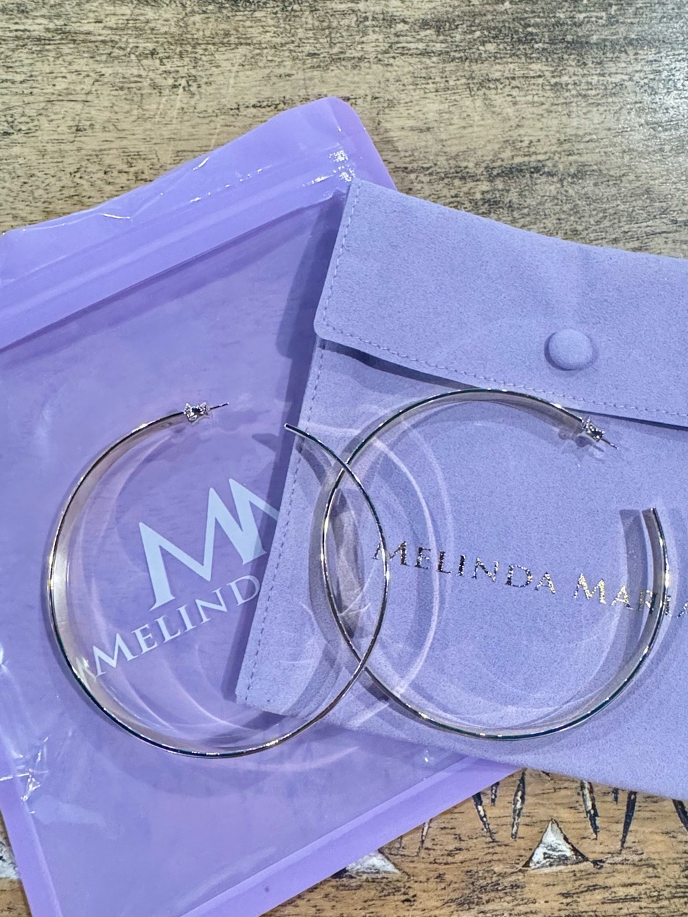 Melinda Maria Large 3” Gold Hoop Earrings NEW